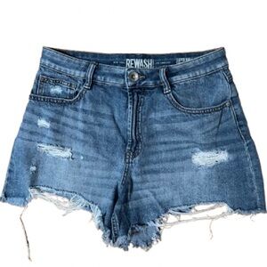 Rewash Super High Rise Vintage Reunion Blue Distressed Jean Shorts Size 29